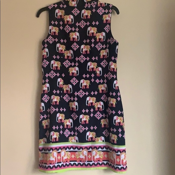 Crown&Ivy Elephant Print Sheath Dress,Navy-Pink ,4 - Picture 3 of 14